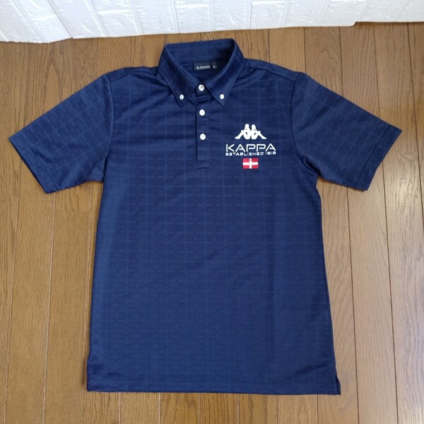 2041【中古】Kappa GOLF カッパゴルフ ゴルフウェア 半袖ボタンダウンシャツ メンズサイズ L 紺