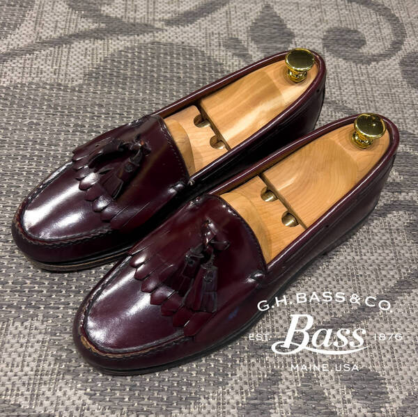 US8.5 D 26.5cm位 / G.H.BASS ジーエイチ バス ウィージャンズ キルト タッセル ローファー 革靴 バーガンディー アメリカントラッド 中古
