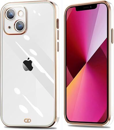 iPhone13 ケース クリア メッキ加工 耐衝撃 透明 TPU 落下防止 防塵 薄型 軽量 アイフォン13 カバー 変形防止 人気 おしゃれ