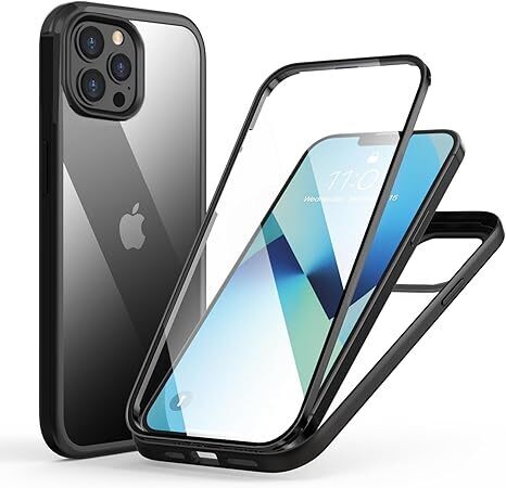 MQman iPhone12 iPhone12Pro ケース 360°全面保護 耐衝撃 軽量 ワイヤレス充電対応 (iphone12/12pro用, ブラック)