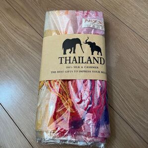タイ シルク&カシミア パシュミナストール 象 カラフル 未使用未開封
