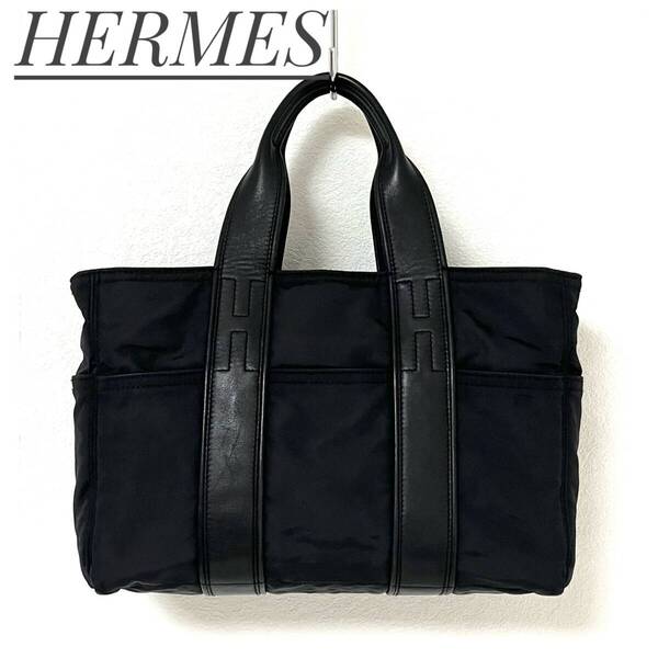 【美品】 HERMES エルメス アカプルコPM トートバッグ トワルシェブロン レザー ブラック 廃盤 貴重品