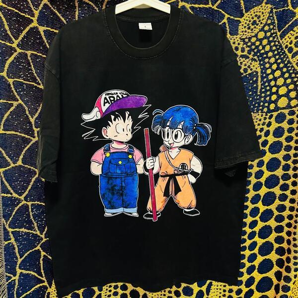 ドラゴンボール 個性的 メンズ リプリント Tシャツ 新品 ウォッシュ加工 ドクタースランプ 悟空 アラレちゃん ハイデザイン