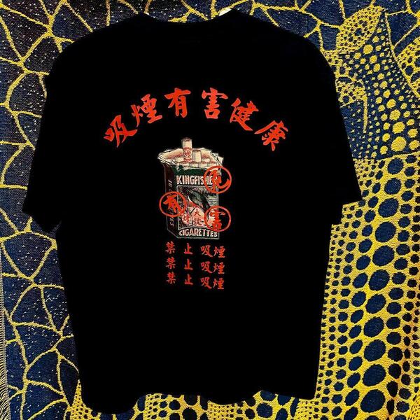 前衛的 禁煙 半袖 Tシャツ 夏 新品 お洒落 XL 2XL ブラック 喫煙有害健康 Tシャツ 半袖 メンズ 新品 個性的 黒 禁煙 中国 漢字