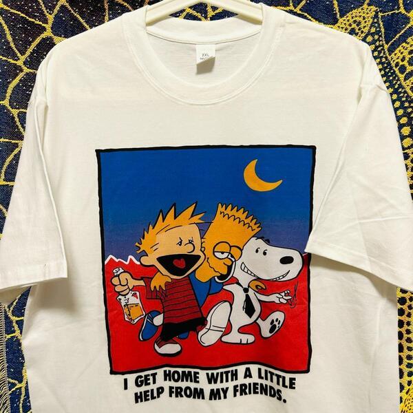 シンプソンズ スヌーピー 半袖 Tシャツ 夏 新品 お洒落 XL 2XL 可愛い ビンテージ 友達 リプリント Tシャツ 半袖 メンズ 新品 個性的