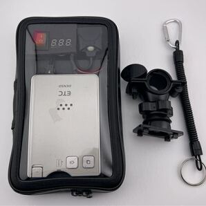 ★5個セット割★バイク用 ETC車載器 軽自動車セットアップ 自主運用 電池式 防水ケース 付き バイクETC 落下防止ストラップ