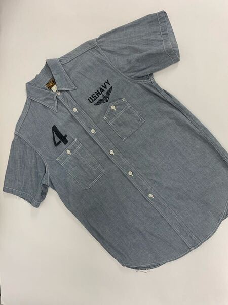 リアルマッコイズ REAL McCOY'S シャンブレー 半袖シャツ U.S.NAVY ミリタリー サイズ15