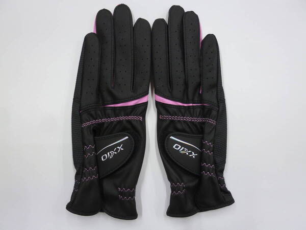 【送料無料】新品・18㎝ ダンロップ ゼクシオ ★レディース ゴルフグローブ GGG-X022WW 手首長で日焼けガード ★黒 18㎝ 両手