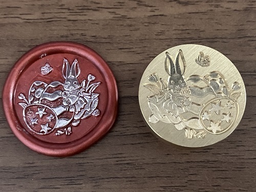 シーリングスタンプ ヘッド 25mm ( イースターエッグとウサギ )