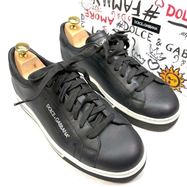 DOLCE&GABBANA ドルチェ&ガッバーナ ドルガバ スニーカー レザー 6 25cm メンズ 靴 シューズ ブラック 黒
