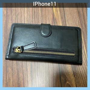 iPhoneケース 手帳型カバーIPhone11 財布型ケース カードケース スマホケース 手帳ケース ブラック@アイフォンケース アイホンケース