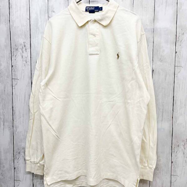 ラルフローレン Ralph Lauren 長袖ポロシャツ メンズ ワンポイント 無地 コットン100% Lサイズ 6-351