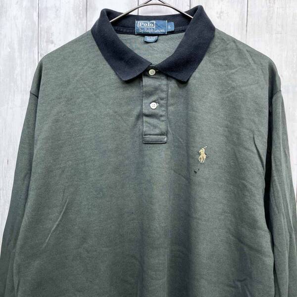 ラルフローレン Ralph Lauren 長袖ポロシャツ メンズ ワンポイント コットン100% Lサイズ 6-362