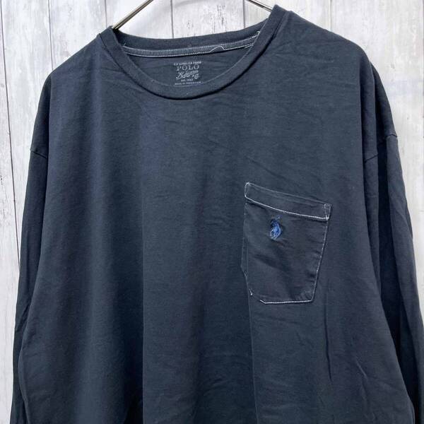 ラルフローレン Ralph Lauren ブラック 長袖Tシャツ メンズ ワンポイント コットン100% XL/TGサイズ 6-363