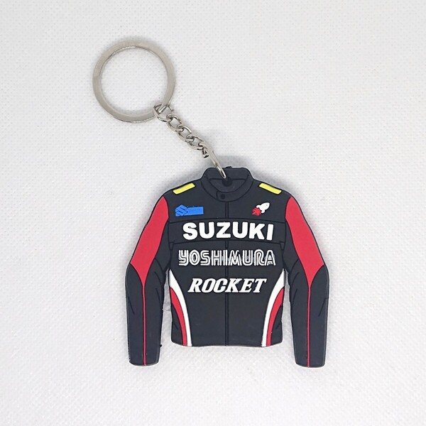 SUZUKI×YOSHIMURA ジャケット風 ラバー キーホルダー 送料無料/スズキ ヨシムラ ロケット 旧車 GS GSX