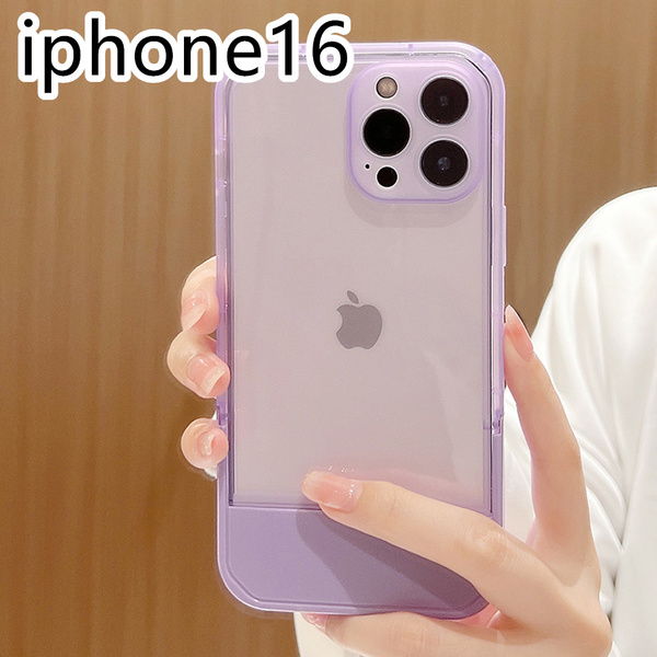 iphone16ケース カーバー TPU 可愛い スタンド付き 紫 軽量 ケース 耐衝撃1a