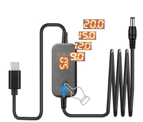 PD充電器用 DECOYデコイ トリガーケーブル マルチタイプ(5V9V12V15V20V〜3A)電圧切替 可変 固定 複数電圧 TYPE-Cアダプタ プラグ5.5*2.1MM