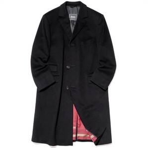 怪物級◎60万「HERNO/ヘルノ」COLOMBO/コロンボ カシミヤ100%×シルク100%エルメス調スカーフ柄 チェスターコート 黒 ブラック 48 L~XL