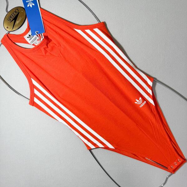 【即決】adidas アディダス ボディスーツ レオタード ブルマ スポーティ コットン Orange 海外S
