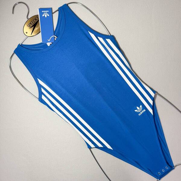 【即決】adidas アディダス ボディスーツ レオタード ブルマ スポーティ コットン Blue 海外M