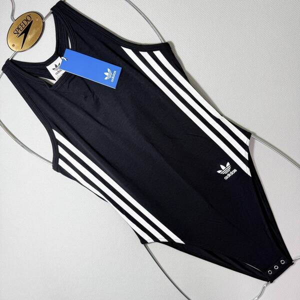 【即決】adidas アディダス ボディスーツ レオタード ブルマ スポーティ コットン Black 海外XL
