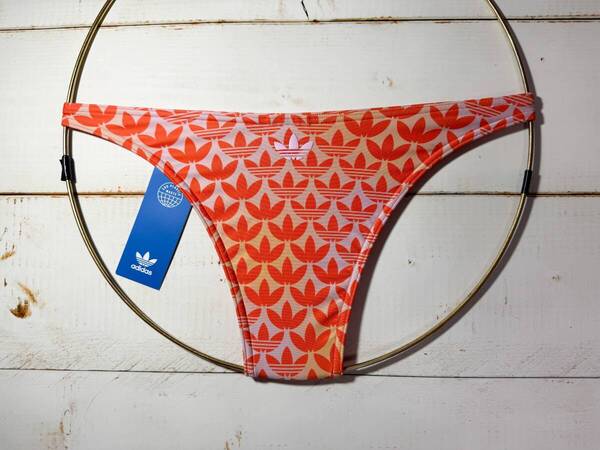 【即決】adidas アディダス 女性用 ビーチバレー ビキニ ショーツ 水着 ブルマ Orange柄 海外XS