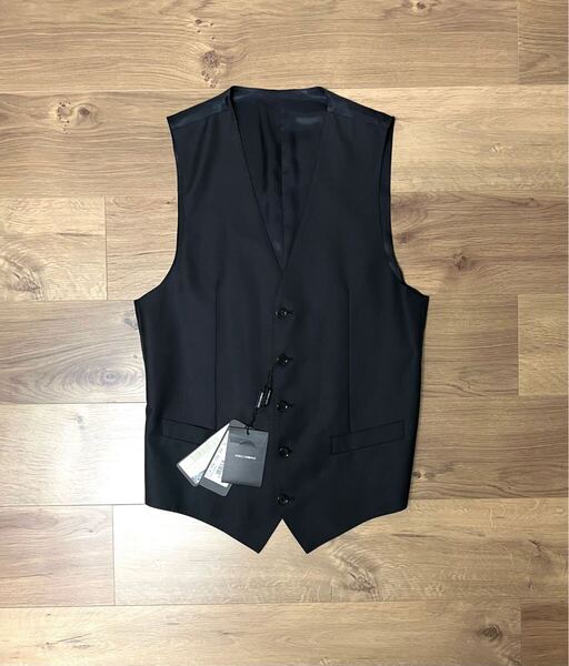 価格交渉可 新品タグ付き DOLCE&GABBANA ウール×シルク ベスト ジレ ブラック サイズ44(サイズ46の方も着用可)