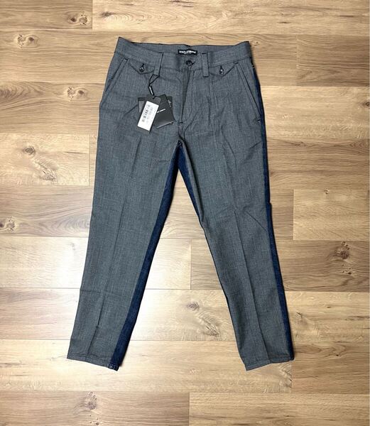 価格交渉可 レア 新品 タグ付属品付き DOLCE&GABBANA 異素材ドッキング パンツ サイズ44 (サイズ46の方も着用可)