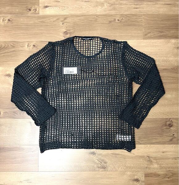 未使用 タグ有り DOLCE&GABBANA メッシュ ニット ロング Tシャツ ランウェイ登場モデル サイズ46(サイズ44・48・50の方も着用可)