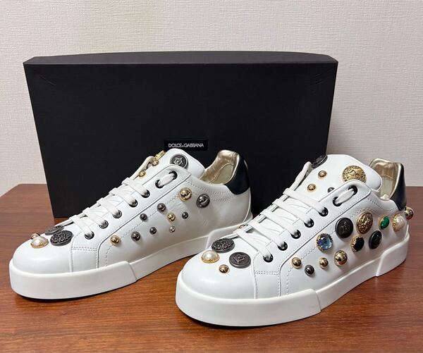 価格交渉可 新品 箱・袋付き DOLCE&GABBANA 豪華装飾付き ポルトフィーノ スニーカー サイズ43 (サイズ42〜44までの方着用可)