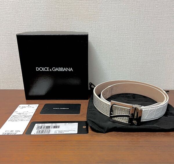 価格交渉可 定価11万オーバー 付属品付き DOLCE&GABBANA クリスタル付き ベルト サイズ90(サイズ85・サイズ95の方も着用可・ベルトカット可