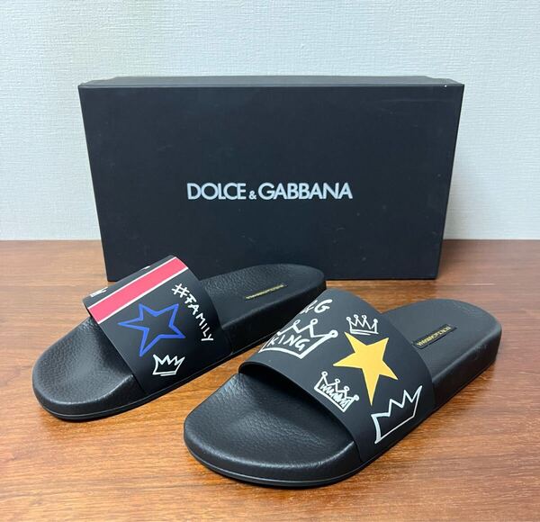 価格交渉可 新品未使用 箱・袋付き DOLCE&GABBANA ペイント風デザイン サンダル サイズ42 (サイズ41〜43までの方着用可)