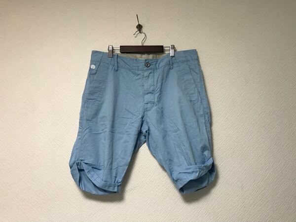 本物ジースターロウGSTARRAWコットンワークハーフショートパンツミリタリーサーフアメカジワークスーツゴルフメンズL青ブルー34