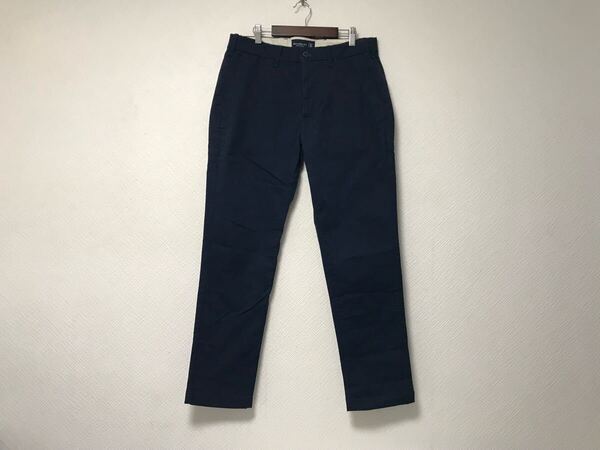 本物アバクロンビーアンドフィッチAbercrombie&Fitchアバクロコットンワークチノパンツメンズサーフアメカジ紺ネイビー32Mインド製