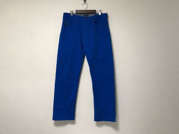 本物アルマーニジーンズARMANI JEANSコットンストレッチカラーチノパンツメンズサーフアメカジミリタリーワークビジネススーツ青ブルー31M