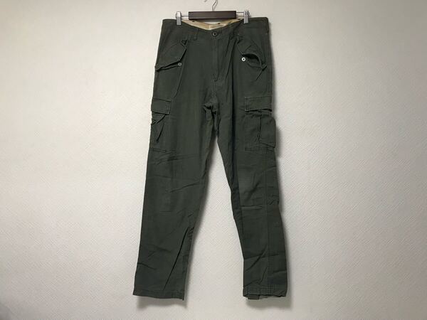 本物アヴィレックスAVIREXコットンワークカーゴパンツメンズサーフアメカジミリタリースーツモードドレスゴルフバイカーロックカーキL