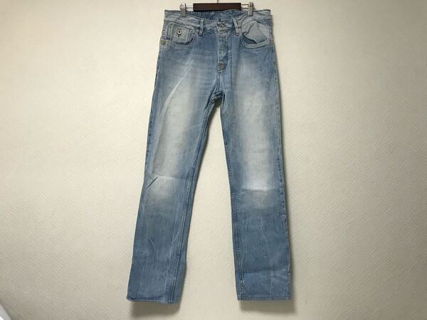 本物カポラルジーンズKAPORAL JEANSコットンダメージ加工デニムパンツメンズサーフアメカジミリタリーワークライトブルー青32Mモロッコ製
