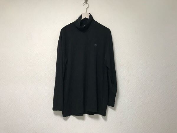 本物ダックスゴルフDAKS GOLFタートルネックストレッチ長袖ロンTシャツメンズサーフワークビジネススーツモードドレスLL黒ブラックXL日本製