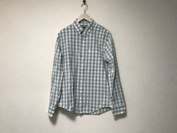 本物アバクロンビーアンドフィッチAbercrombie&Fitchアバクロコットンチェック柄ロゴ刺繍長袖シャツメンズサーフアメカジグレー白ホワイトS