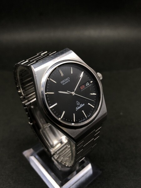 オールドクオーツの名品◆セイコー【シルバーウェーブ】亀戸精工舎製造1980年◆希少黒文字盤◆初期型クオーツ◆新品電池交換済(好調稼働品)