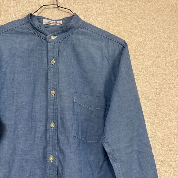 【USA製】 セロ SERO SHIRT MAKERS ノーカラーシャツ 100%コットン 長袖シャツ 15/33 メンズMサイズ