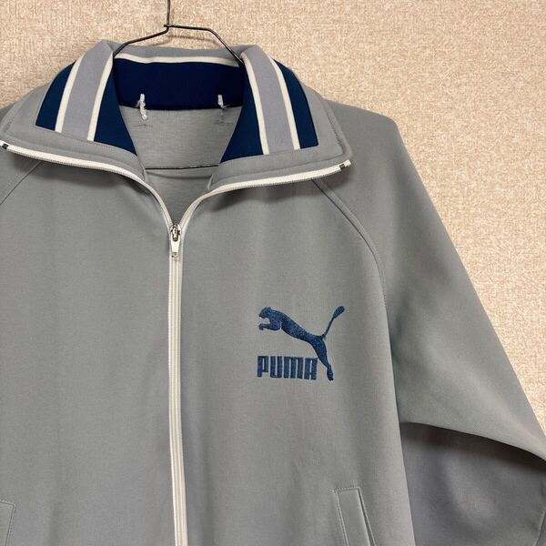 【タグなし】 80s PUMA プーマ 刺繍 ビンテージ トラックジャケット ジャージウェア サイズ表記なし メンズSサイズ相当