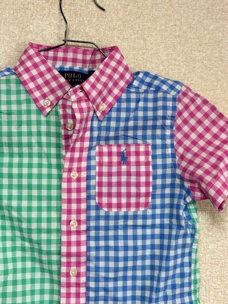 【新品タグ付き】 POLO RALPH LAUREN ラルフローレン 半袖シャツ ギンガムチェック柄 サイズ4 KIDS110㎝相当