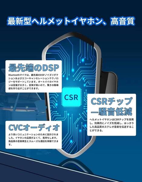 高品質 改良型 ヘルメットスピーカー Bluetooth マイク 薄型 HI-F