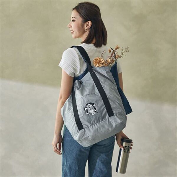 海外限定スターバックス starbucks coffee スタバロゴマーク セイレーン 折り畳みエコバッグ(グレー)トートバッグ