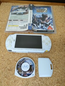 【動作確認済】PSP 1000 セラミックホワイト モンスターハンターポータブル2nd付