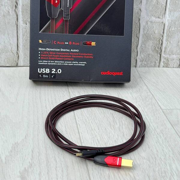 【ほぼ新品 】audioquest (オーディオクエスト) Type-B to C 1.5m 高級USBケーブル :オーディオ用 ノイズ オーディオインターフェイス