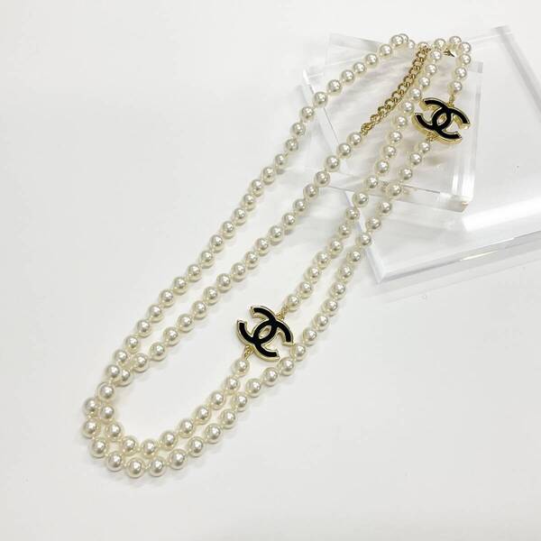 M12065 シャネル ネックレス ココマーク パール ロングネックレス ゴールド