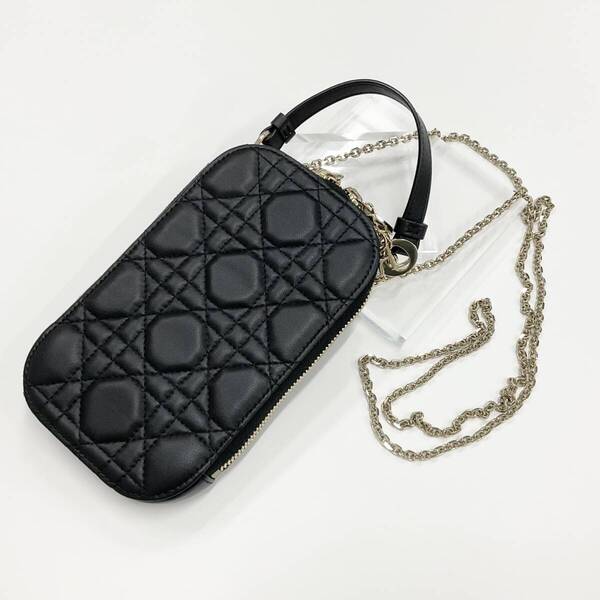 M12236 クリスチャンディオール レディディオール カナージュ Call'in Dior フォンケース モバイルポーチ ポシェット ブラック