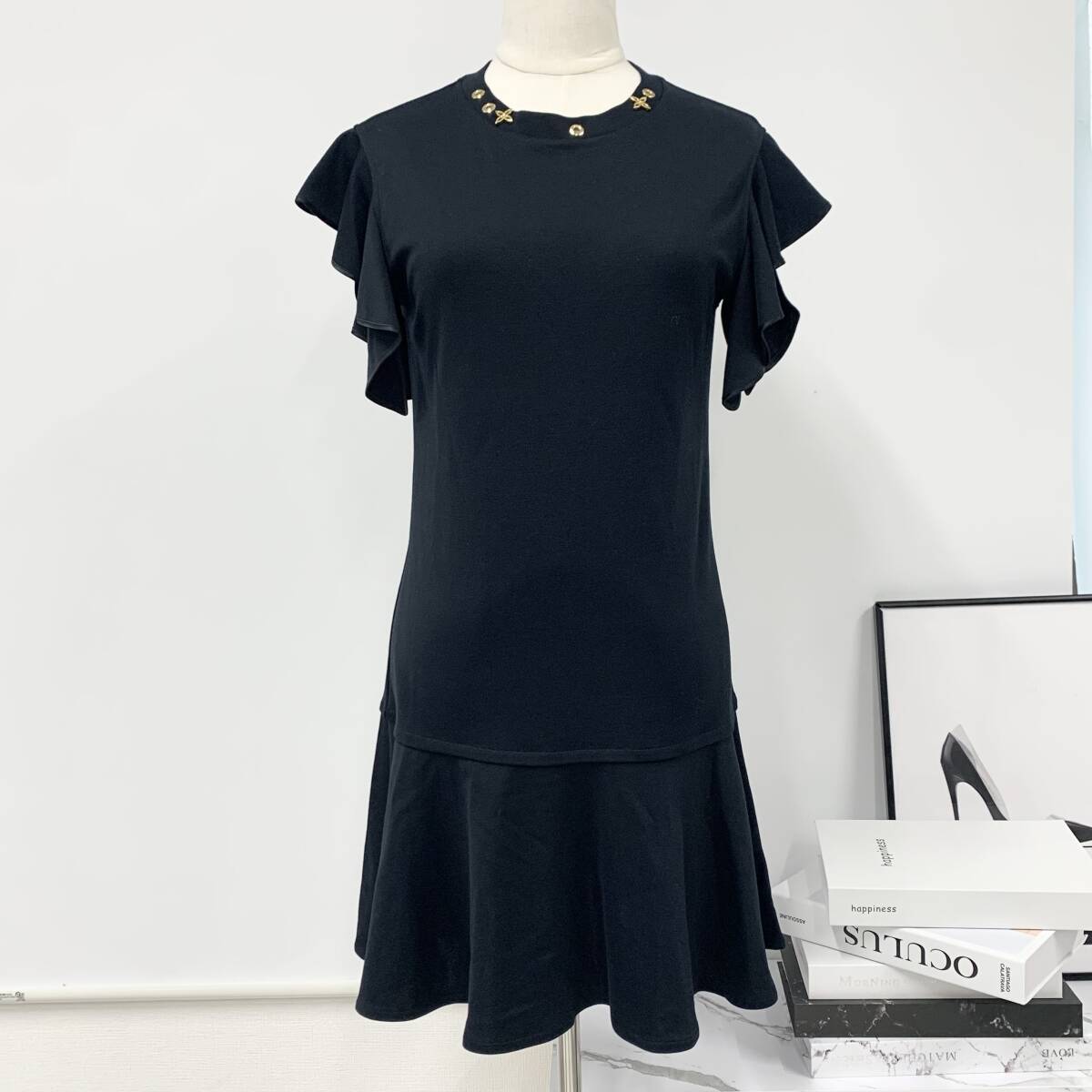 M12291 ヴィトン コットン ワンピース ドレス モノグラムフラワー フリル